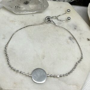 Silver Signet Beaded Ball Bolo Bracelet 925
